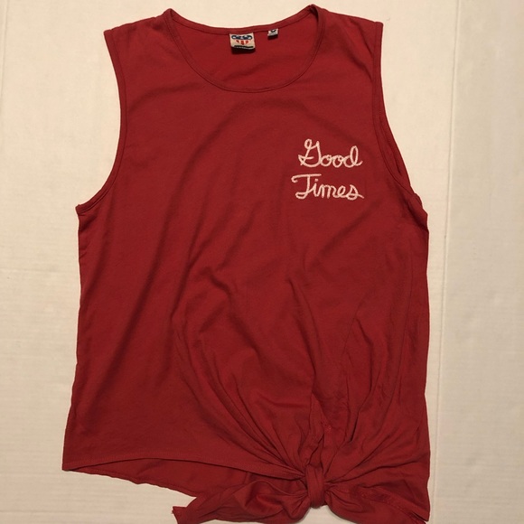 Junk Food Clothing Tops - Junk Food “Good Times” Tie Front Tank Red Medium